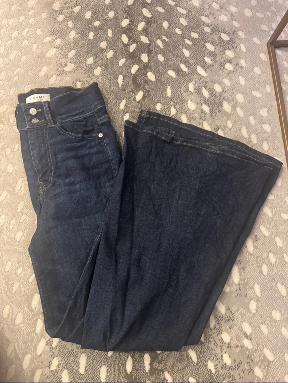 Frame Denim Deep Indigo Wide-Leg High-Rise Jeans